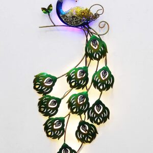Wall décor hanging colourful peacock with led.