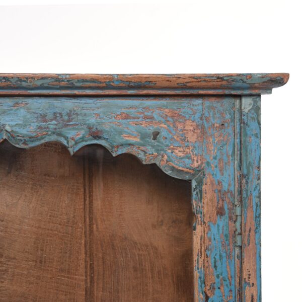 Blue Painted Teak Glazed Wall Cabinet. - Image 3