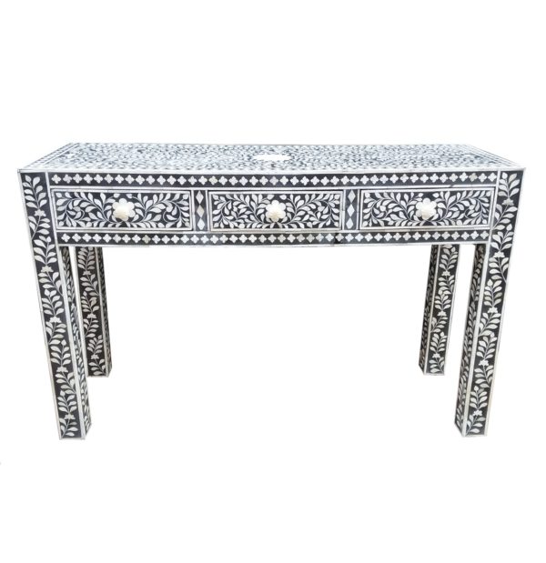 Bone Inlay 3 Drawer Hall Table.