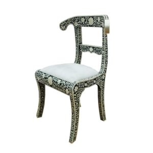 Bone Inlay Black Floral Chair.