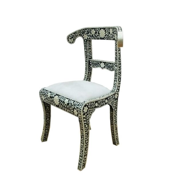 Bone Inlay Black Floral Chair.
