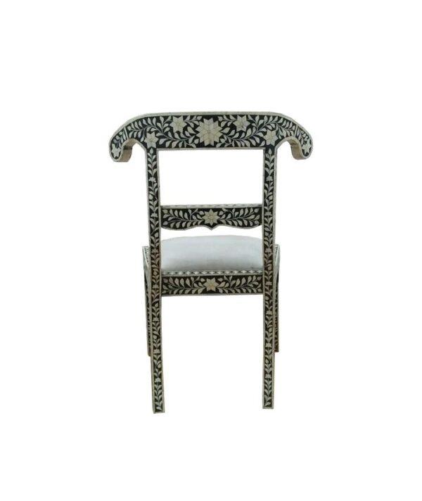 Bone Inlay Black Floral Chair. - Image 3