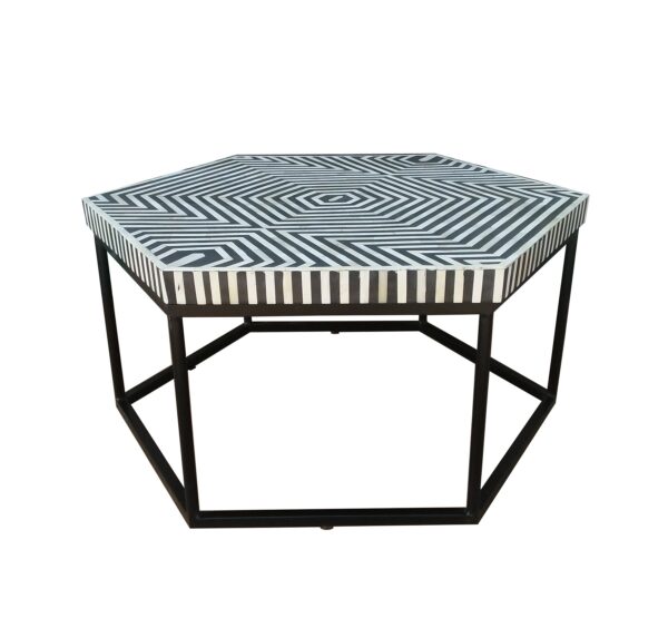 Bone Inlay Hexagon Coffee Table. - Image 2
