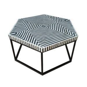 Bone Inlay Hexagon Coffee Table.