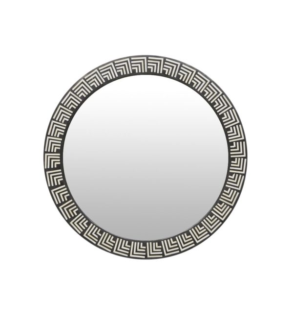 Bone Inlay Round Mirror.