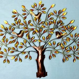Décor Iron wall tree with three birds.