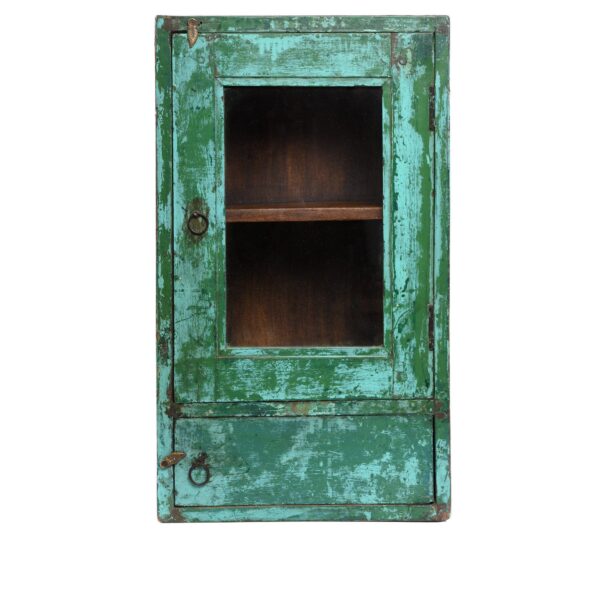 Green painted Wall Cabinet.