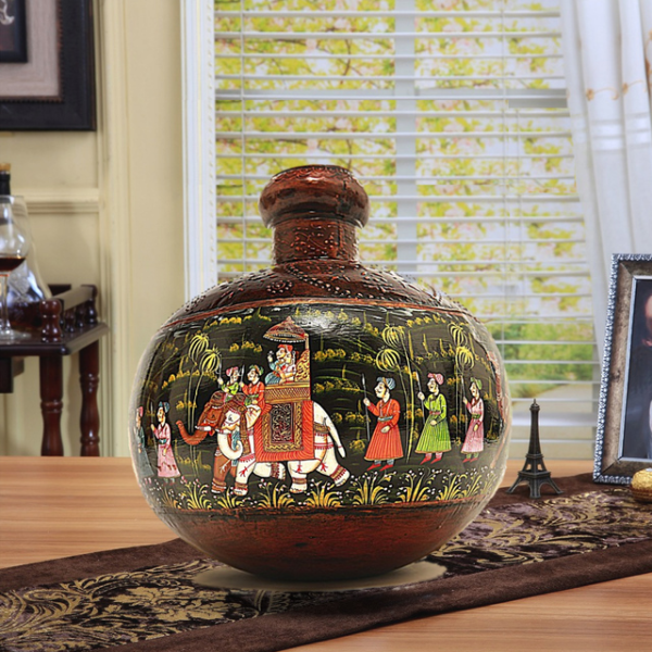 Rajasthani Hand Painted Matki - Metal Art. - Image 2