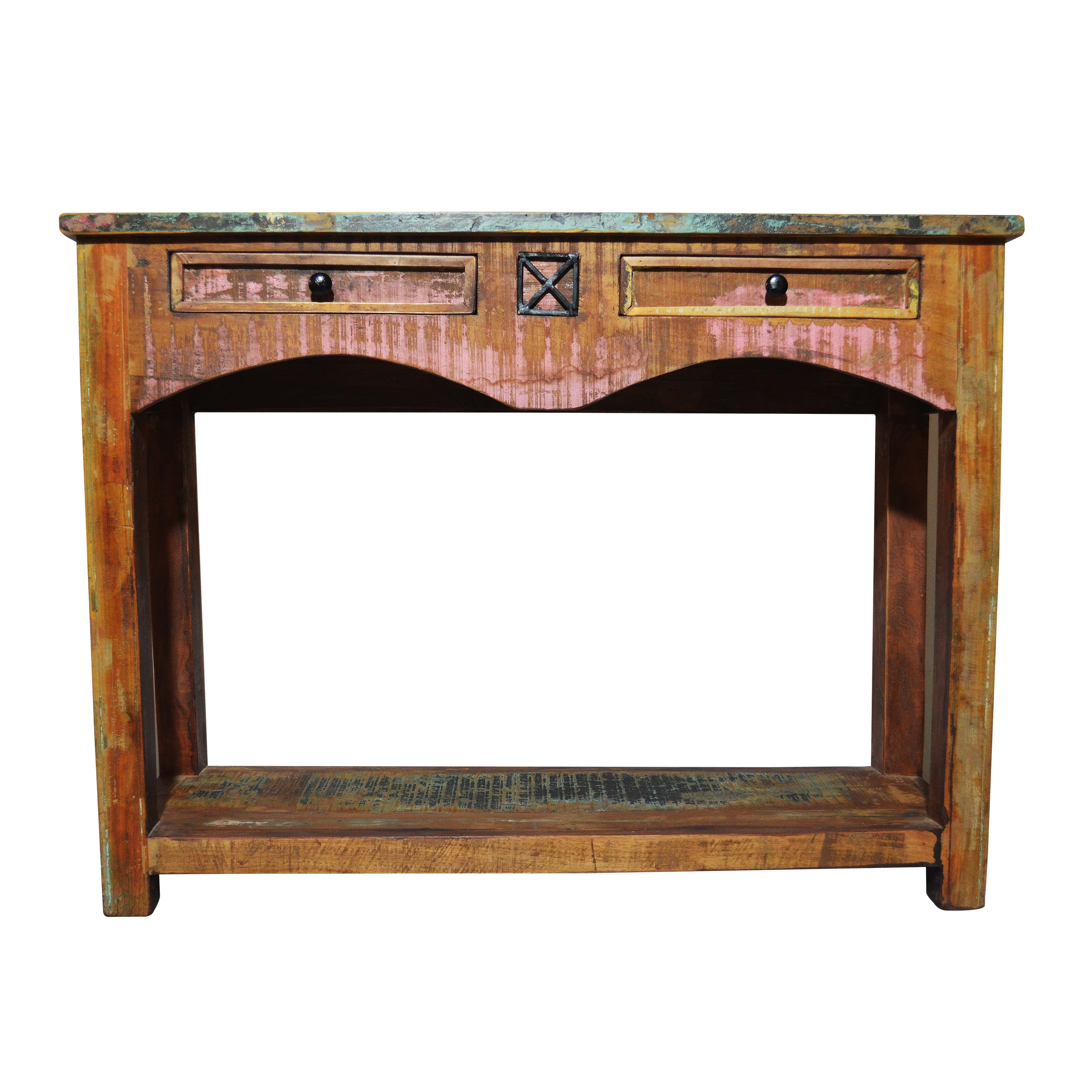 Reclaimed Timber 2 Drawers Console Table.