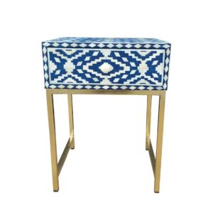 Blue Ikat 1 Drawer Bedside