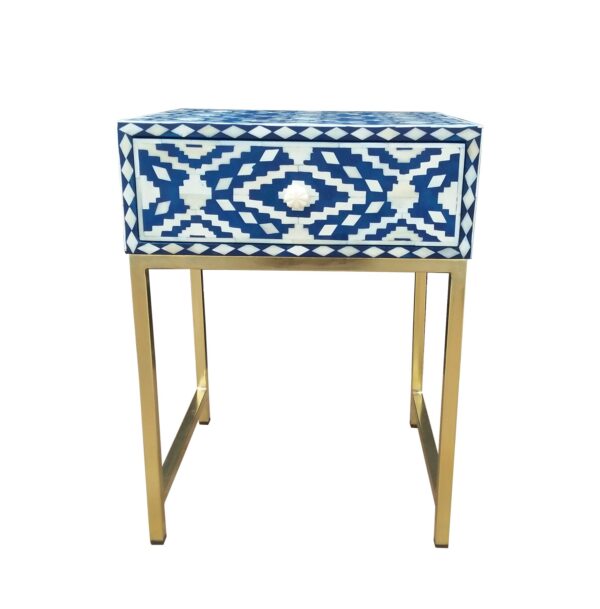 Blue Ikat 1 Drawer Bedside