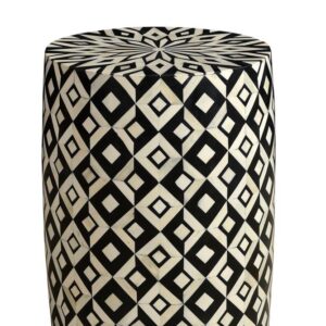Bone Inlay Geometric Stool.