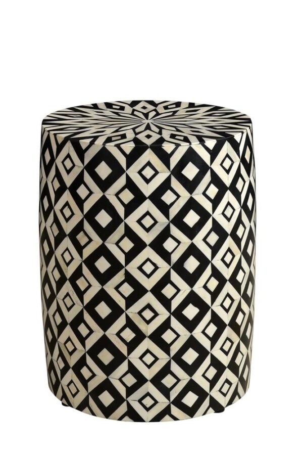 Bone Inlay Geometric Stool.