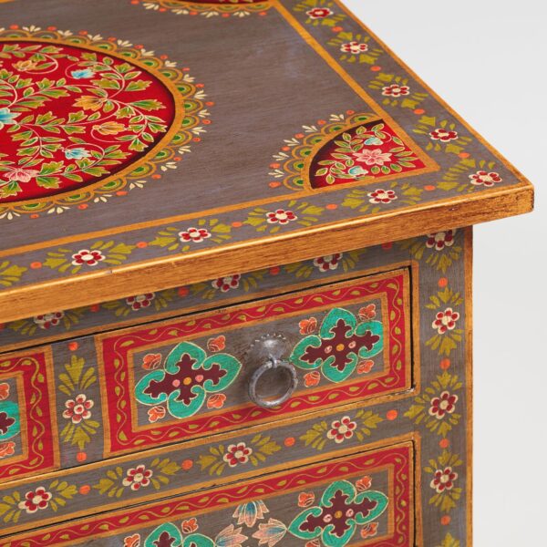 Floral Painted 2 Drawer Accent Table. - Image 3