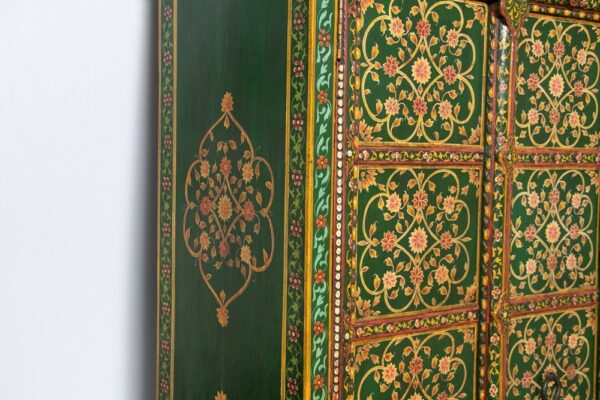 Indian Hand Painted Green Cabinet. - Image 3