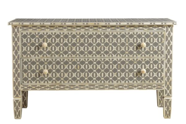 Old Age Bone Inlay 2 Drawer Chest.