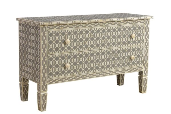Old Age Bone Inlay 2 Drawer Chest. - Image 2