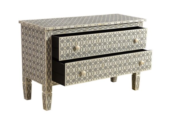 Old Age Bone Inlay 2 Drawer Chest. - Image 3