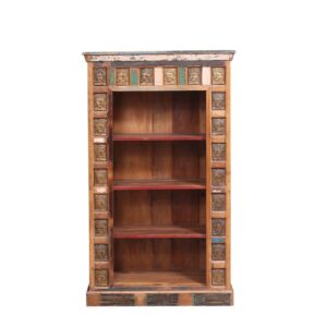Rustic Reclaimed Hand Carved Bookcase.