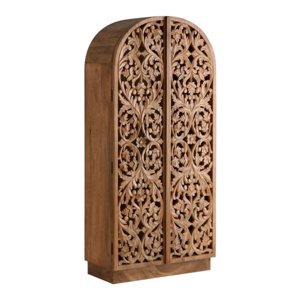 Arched Floral Carved Wood Cabinet. - Image 2
