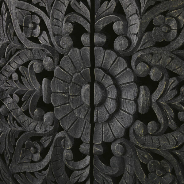 Black Carved Mango Wood 2-Door Wardrobe. - Image 4