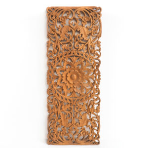 Hand Carved Lotus Wall Art Panel.