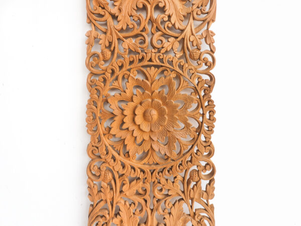 Hand Carved Lotus Wall Art Panel. - Image 2