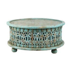 Round Hand- Carved Coffee Table.