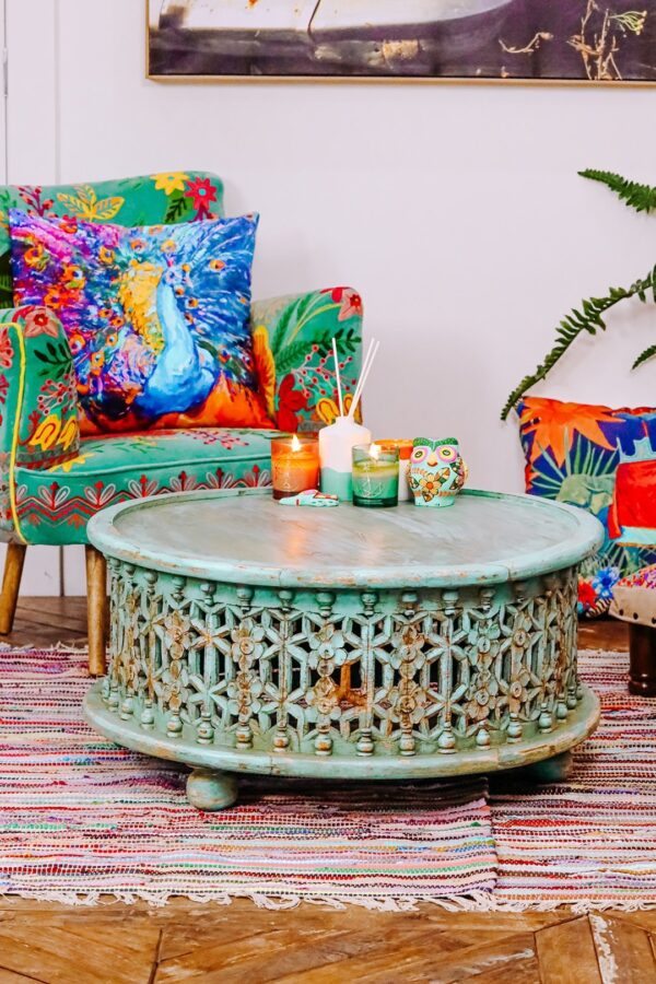 Round Hand- Carved Coffee Table. - Image 3